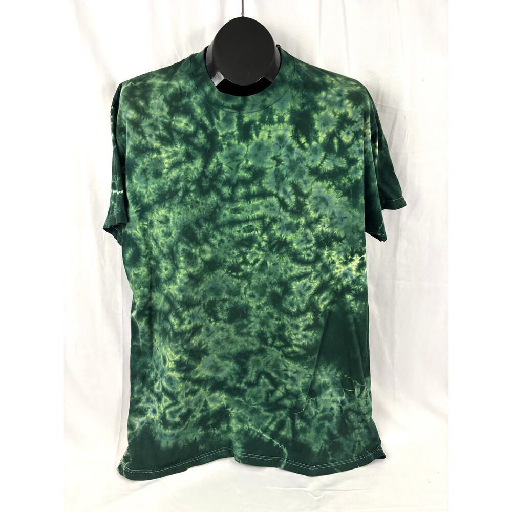 Vintage Green Retro Tie Dyed T-Shirt XL Hanes‎ Classic 1980's 90's Short Sleeve